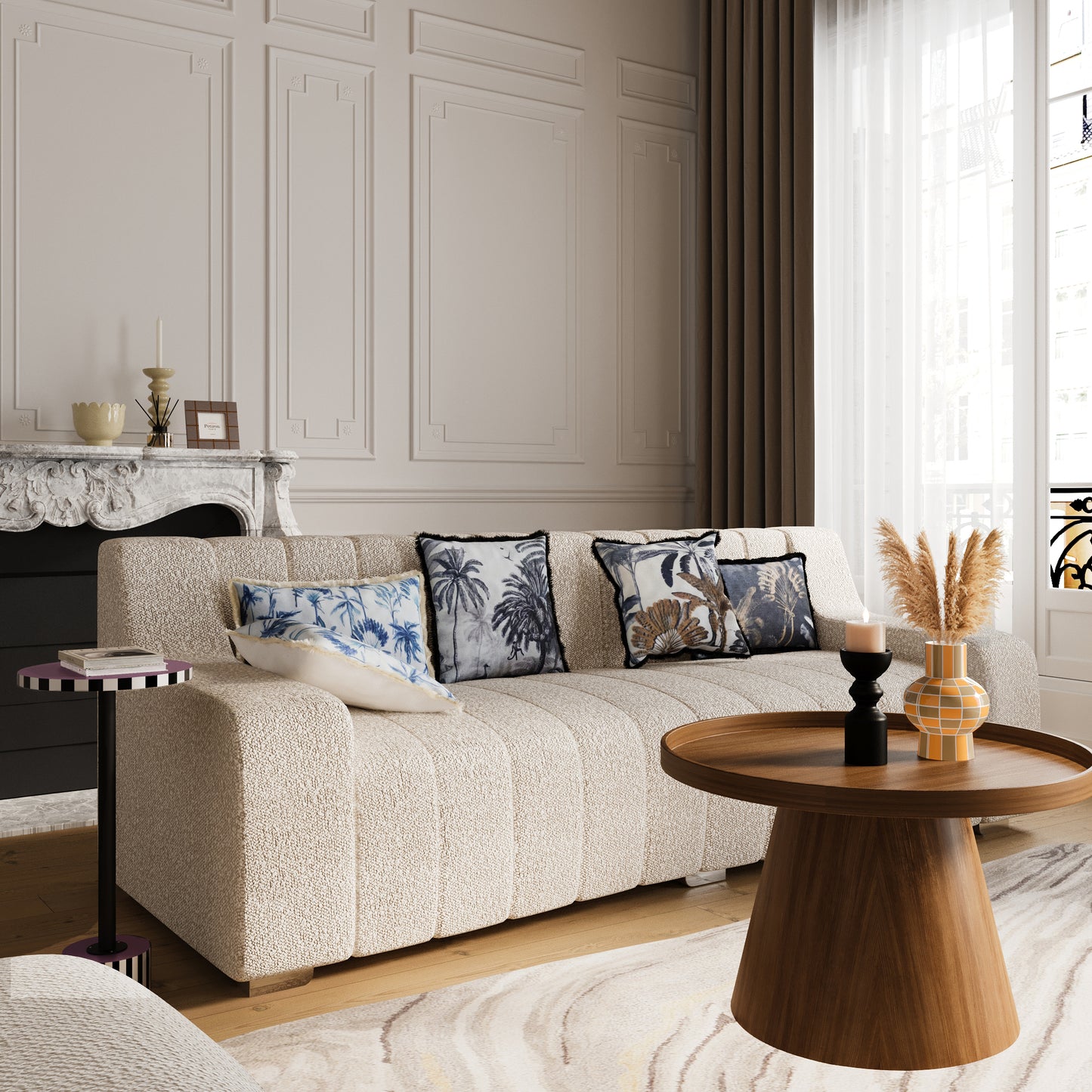 Table d’appoint ronde originale couleur lilas Jasmin Potiron Paris