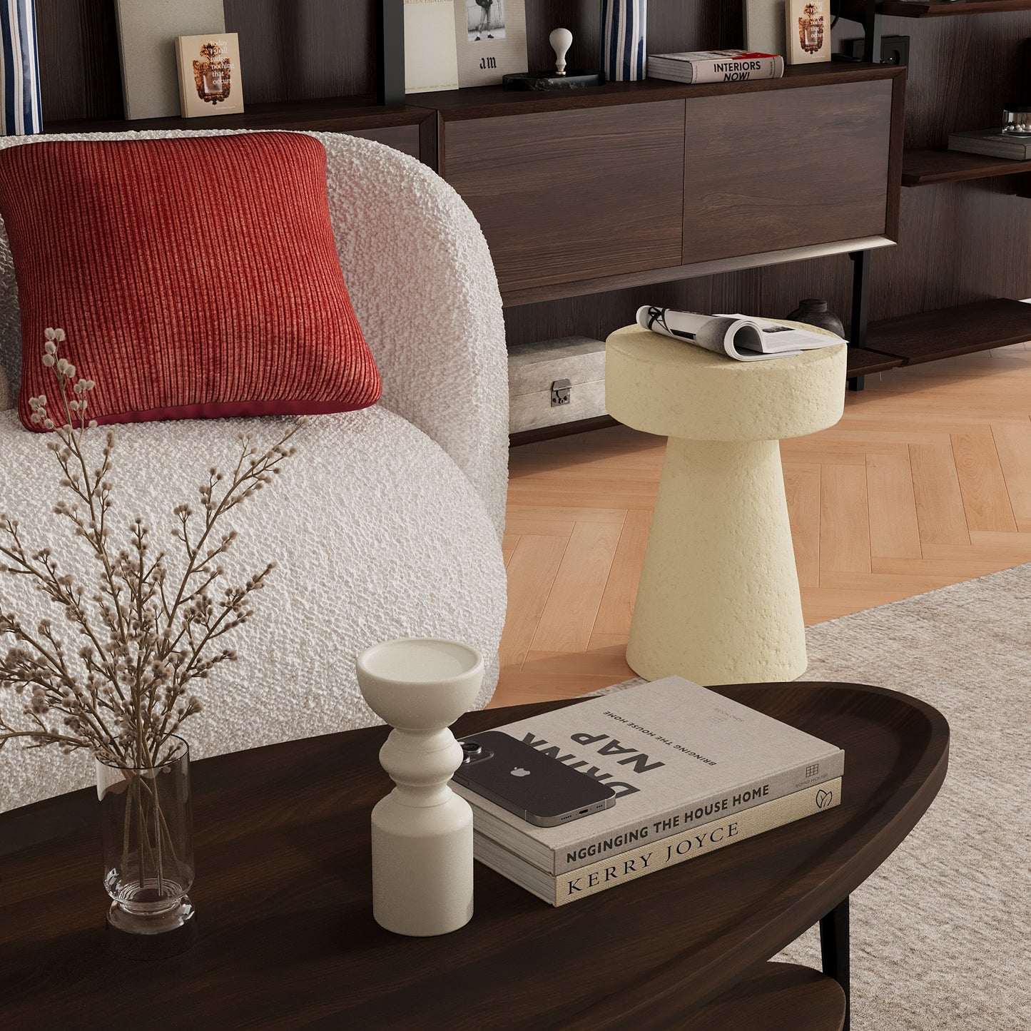 Set de 3 bougeoirs bois design, Boston coloris crème Potiron Paris