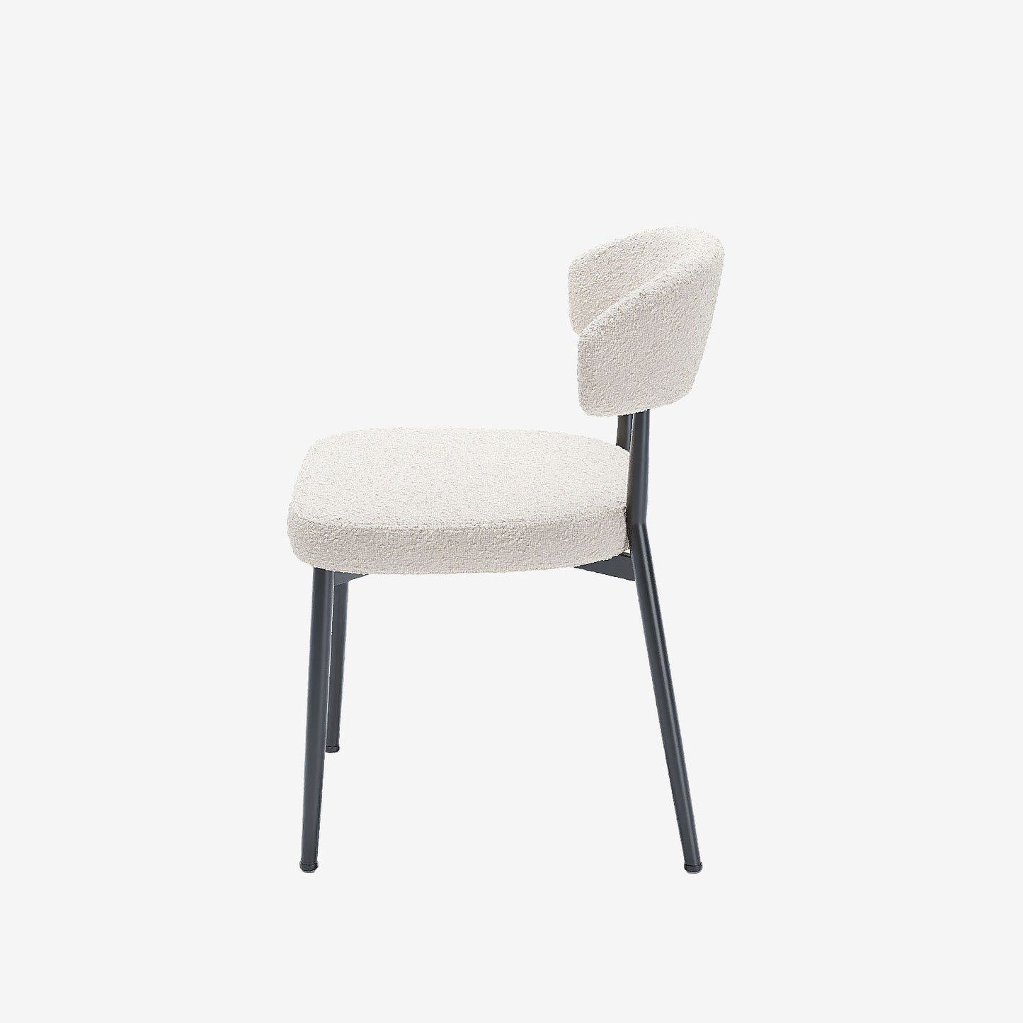 Lot de 2 chaises de salle à manger en tissu bouclette blanche & métal noir Mona Potiron Paris