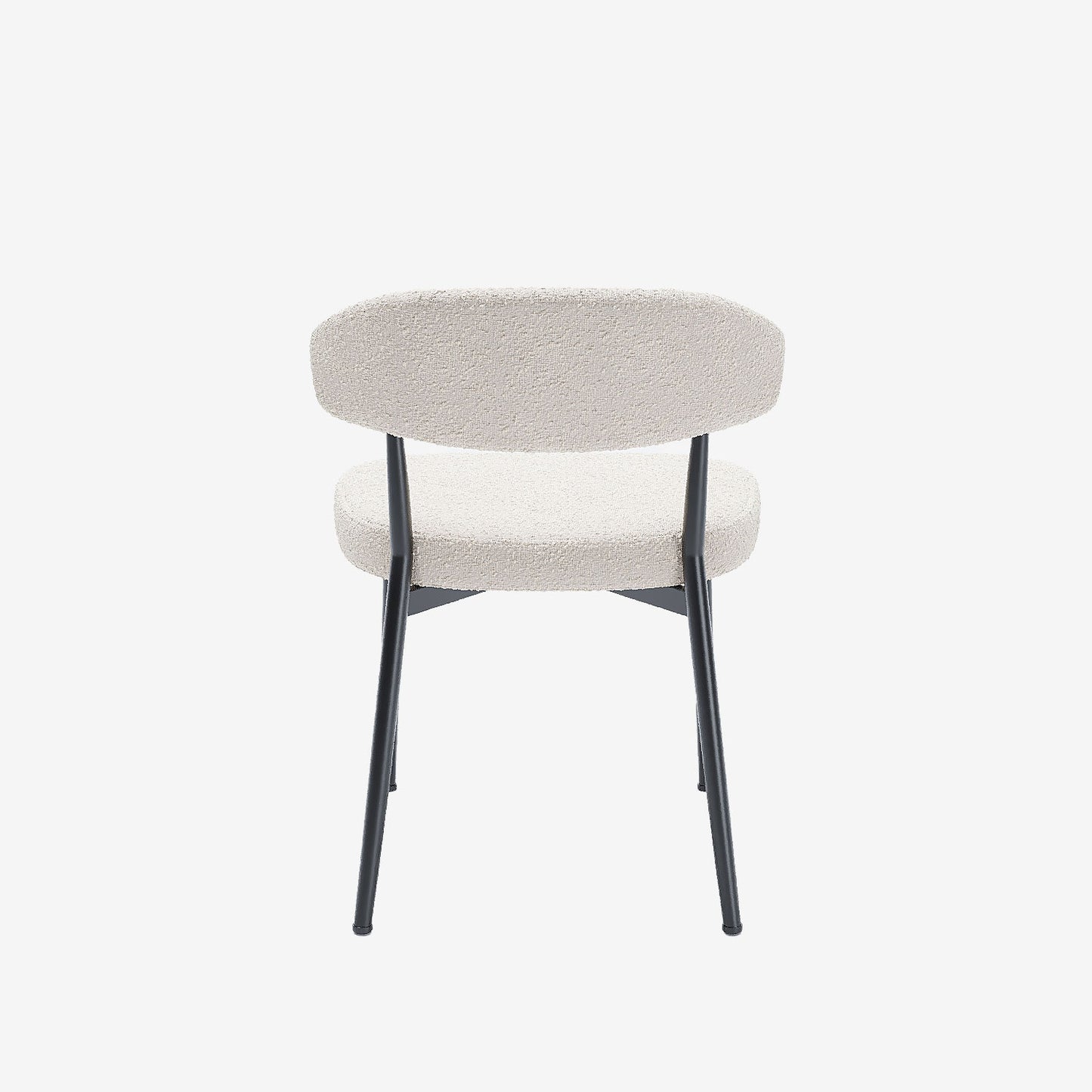 Lot de 2 chaises de salle à manger en tissu bouclette blanche & métal noir Mona Potiron Paris