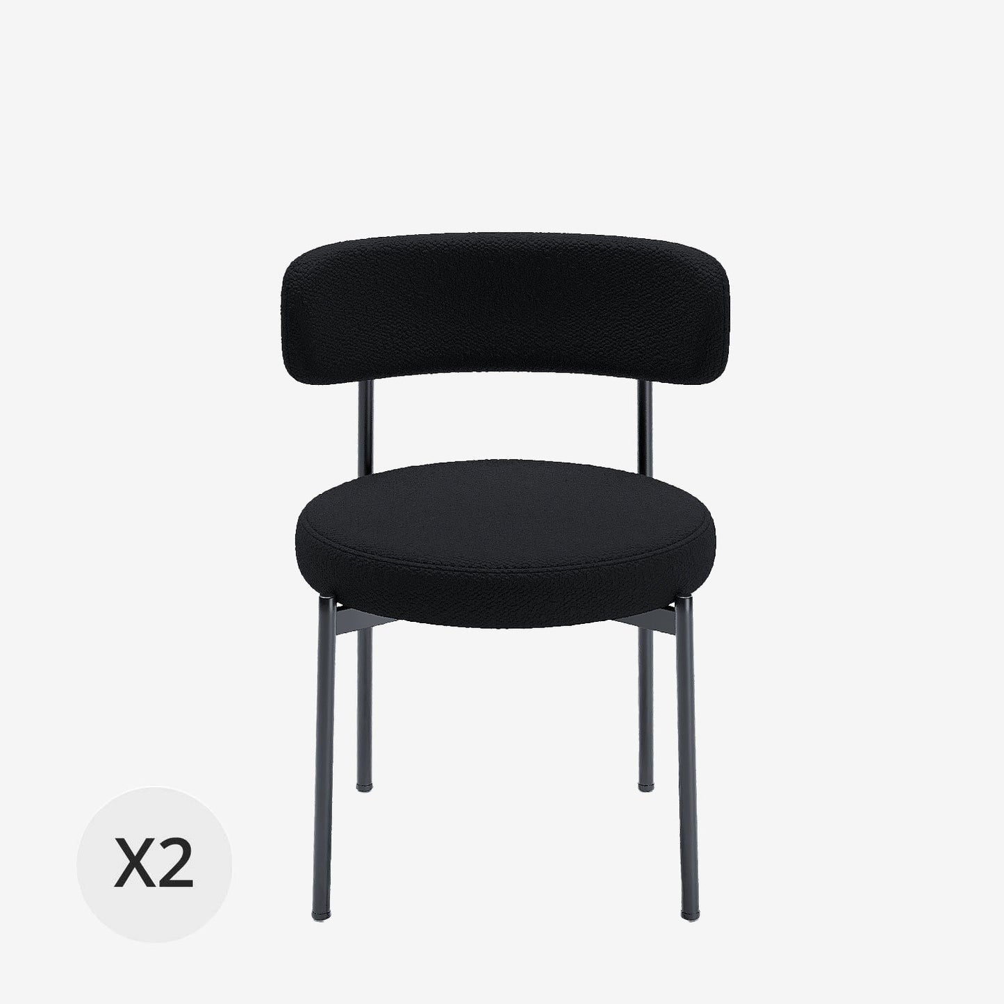 Lot de 2 chaises de table bouclette grise anthracite Scarlett Potiron Paris