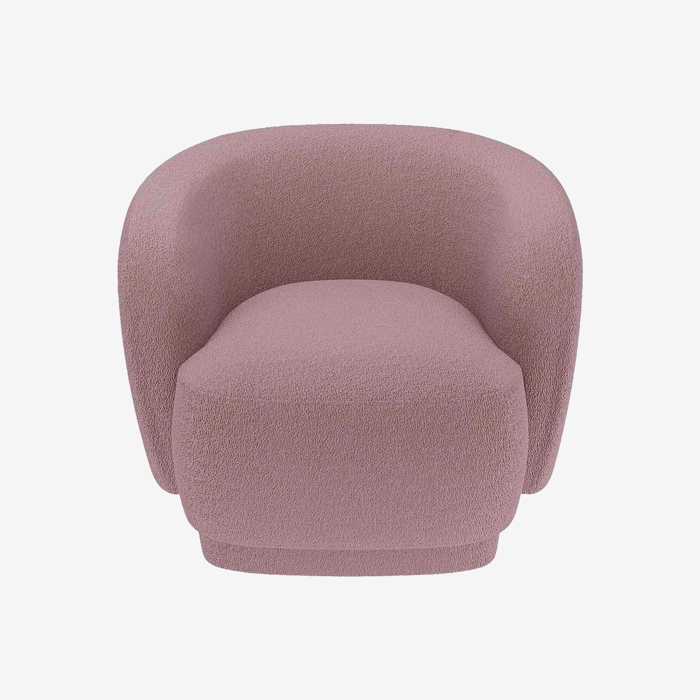 Gros fauteuil rond scandinave en tissu bouclé rose - Potitron Paris, la satisfaction du fauteuil design et confortable pas cher