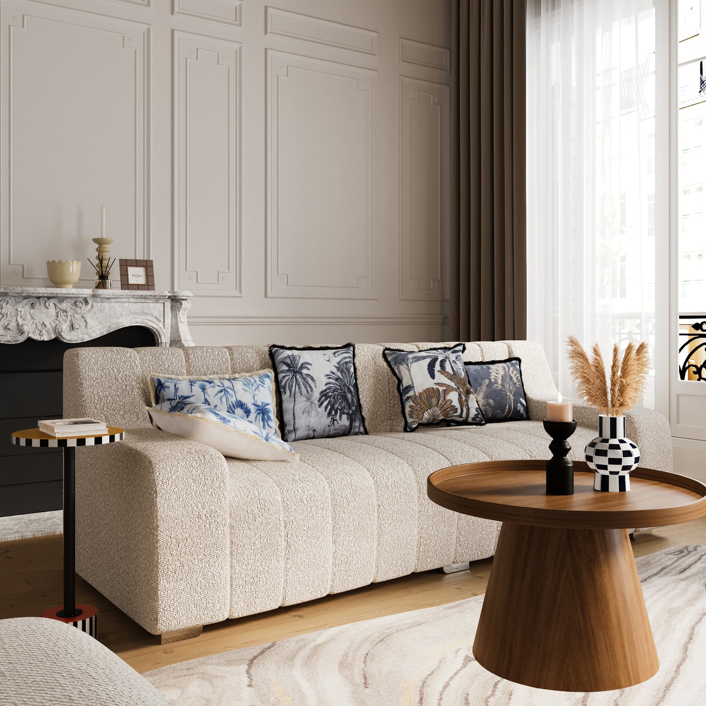 Table d’appoint ronde originale jaune Jasmin Potiron Paris