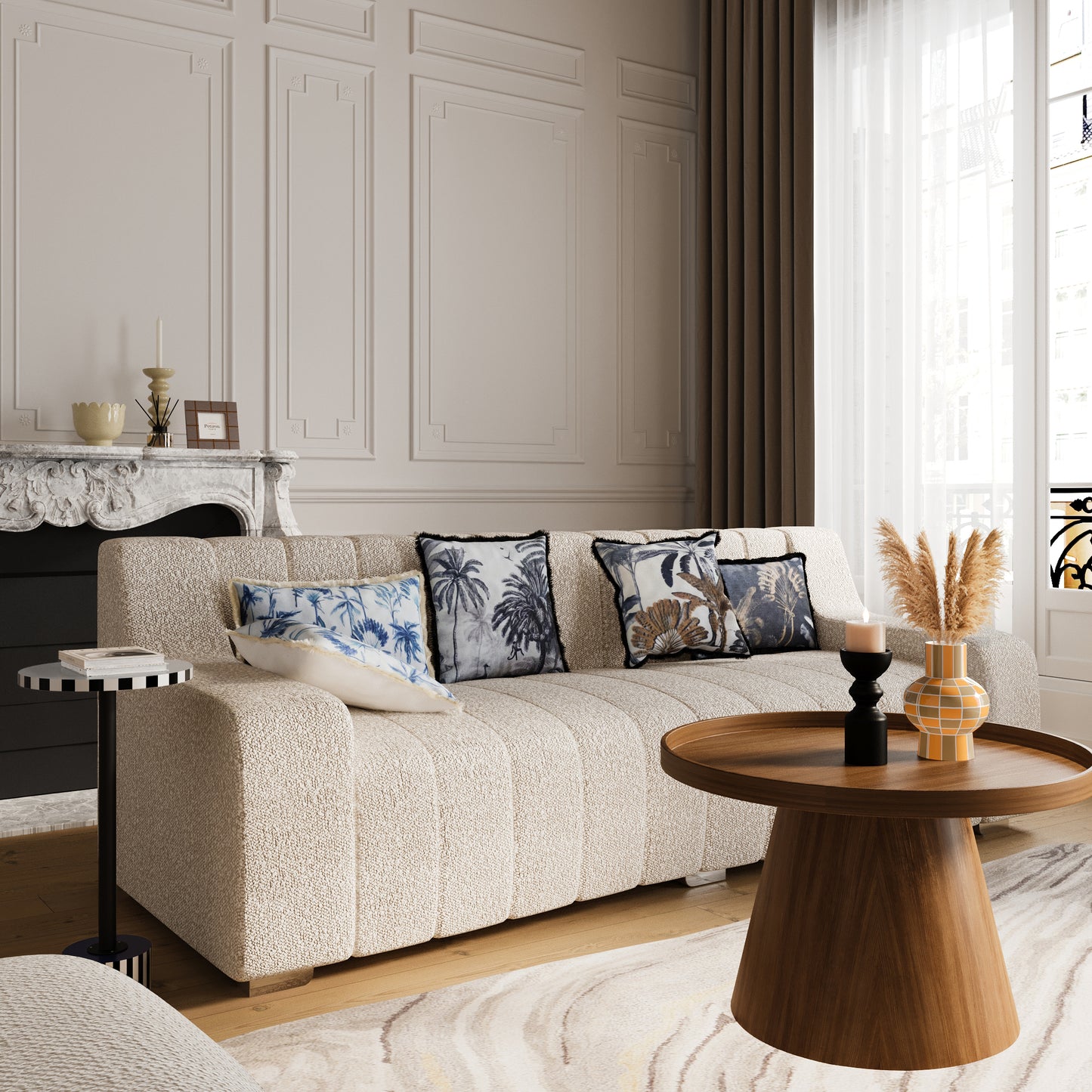 Table d’appoint ronde originale couleur bleue Jasmin Potiron Paris