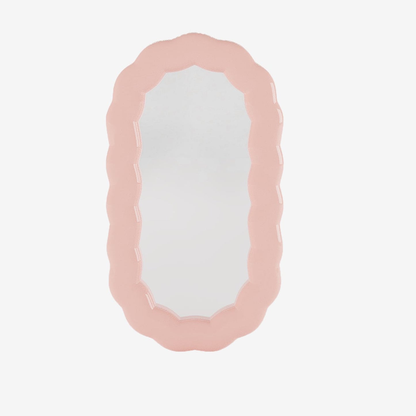 Brooklyn - Miroir mural ovale en céramique ondulée rose