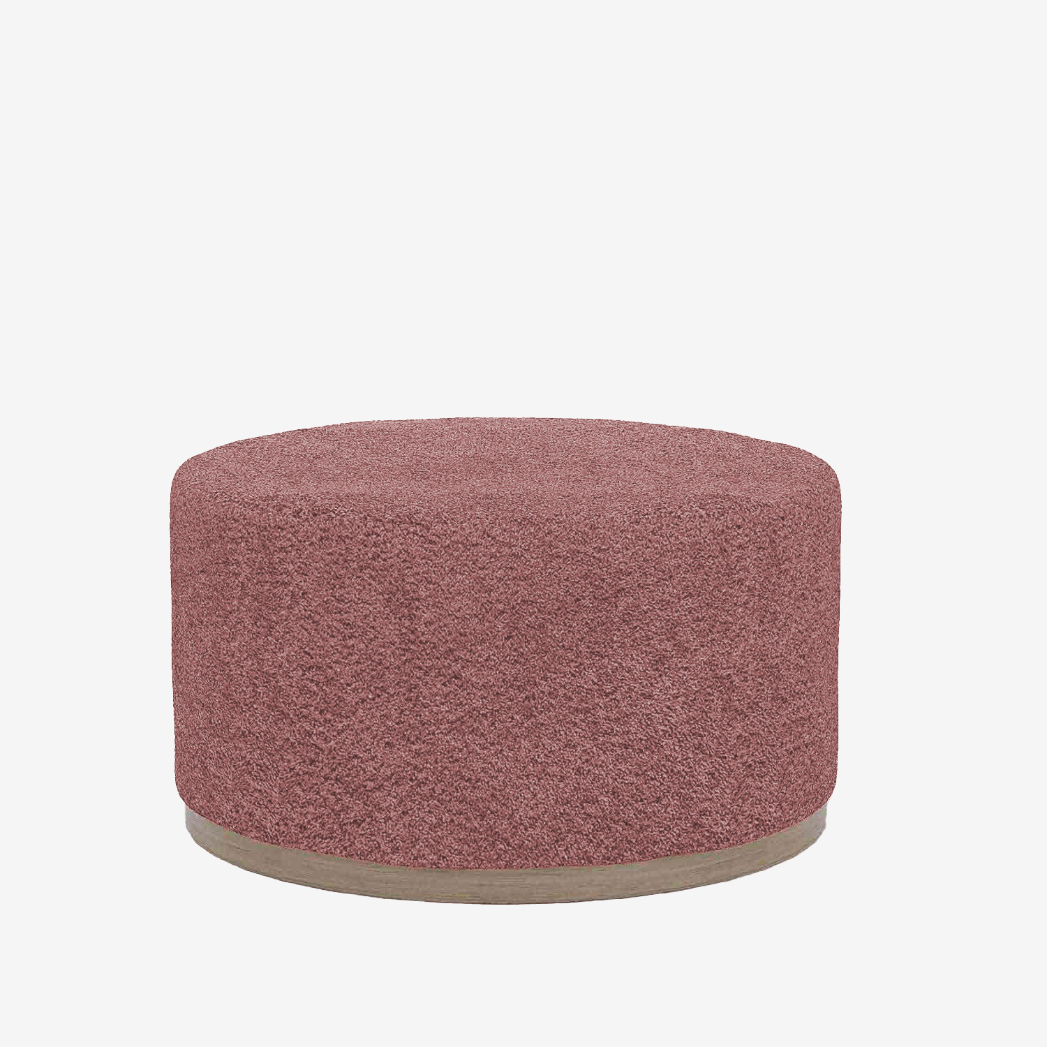 Grand pouf rond ottoman en bouclette rose Victor Potiron Paris