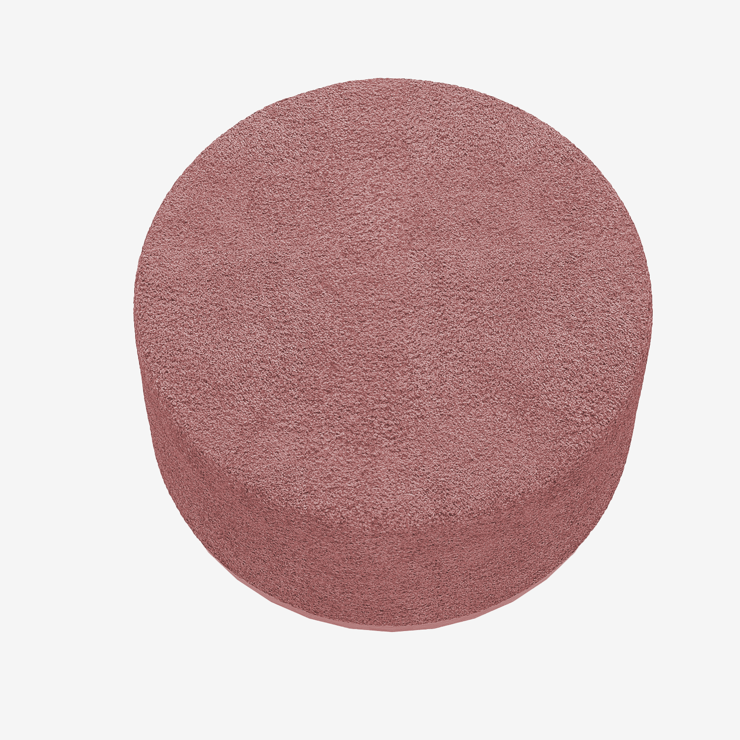 Grand pouf rond ottoman en bouclette rose Victor Potiron Paris