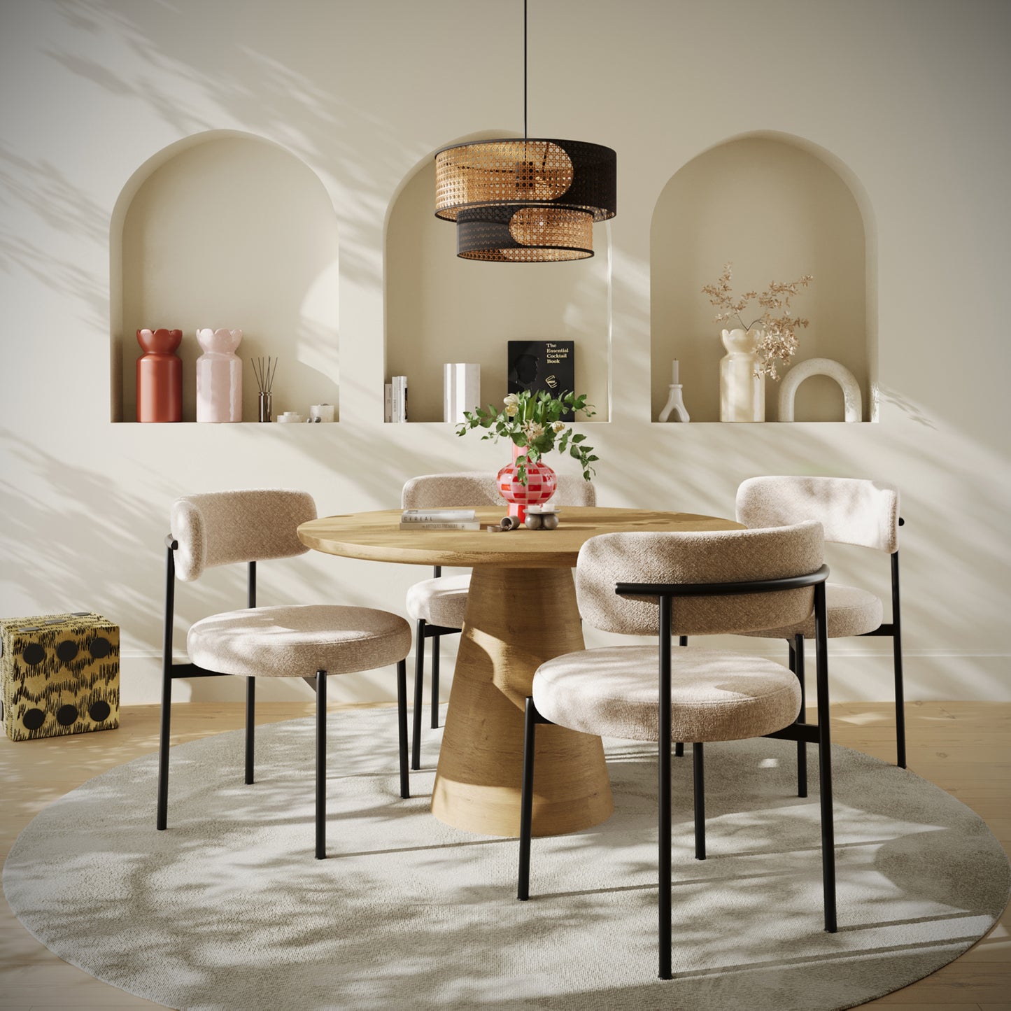 Lot de 2 chaises de table velours crème Scarlett Potiron Paris
