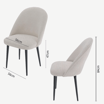 Chaise de table design industriel confortable en tissu bouclette gris pieds métal noir - Potiron Paris, la déco des intérieurs hauts en couleurs