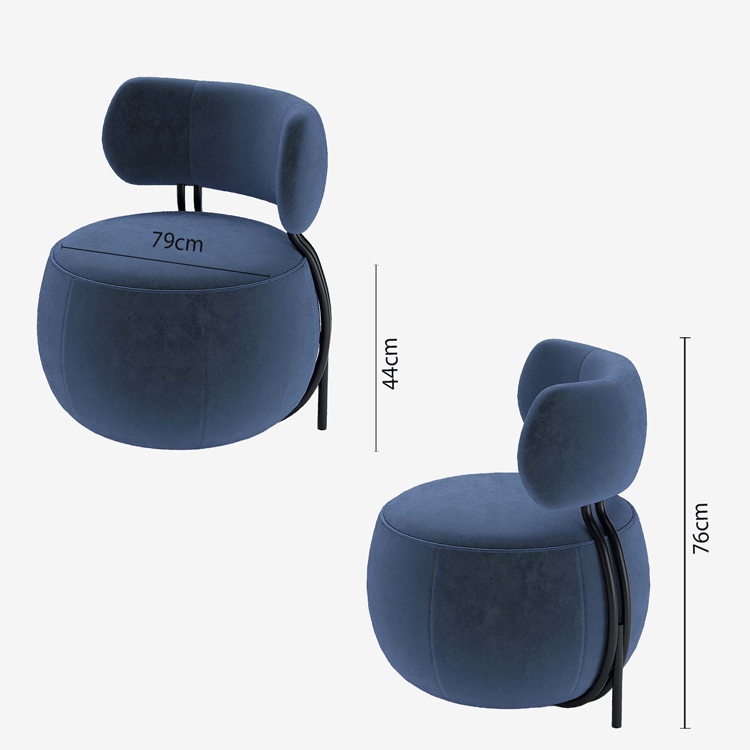 Fauteuil scandinave vintage seventies en velours bleu - Potiron Paris, le meuble déco salon design et pas cher