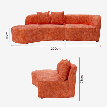 Canapé sectionnel modulable en forme de haricot en velours orange - Potiron Paris, les canapés design de qualité pas chers