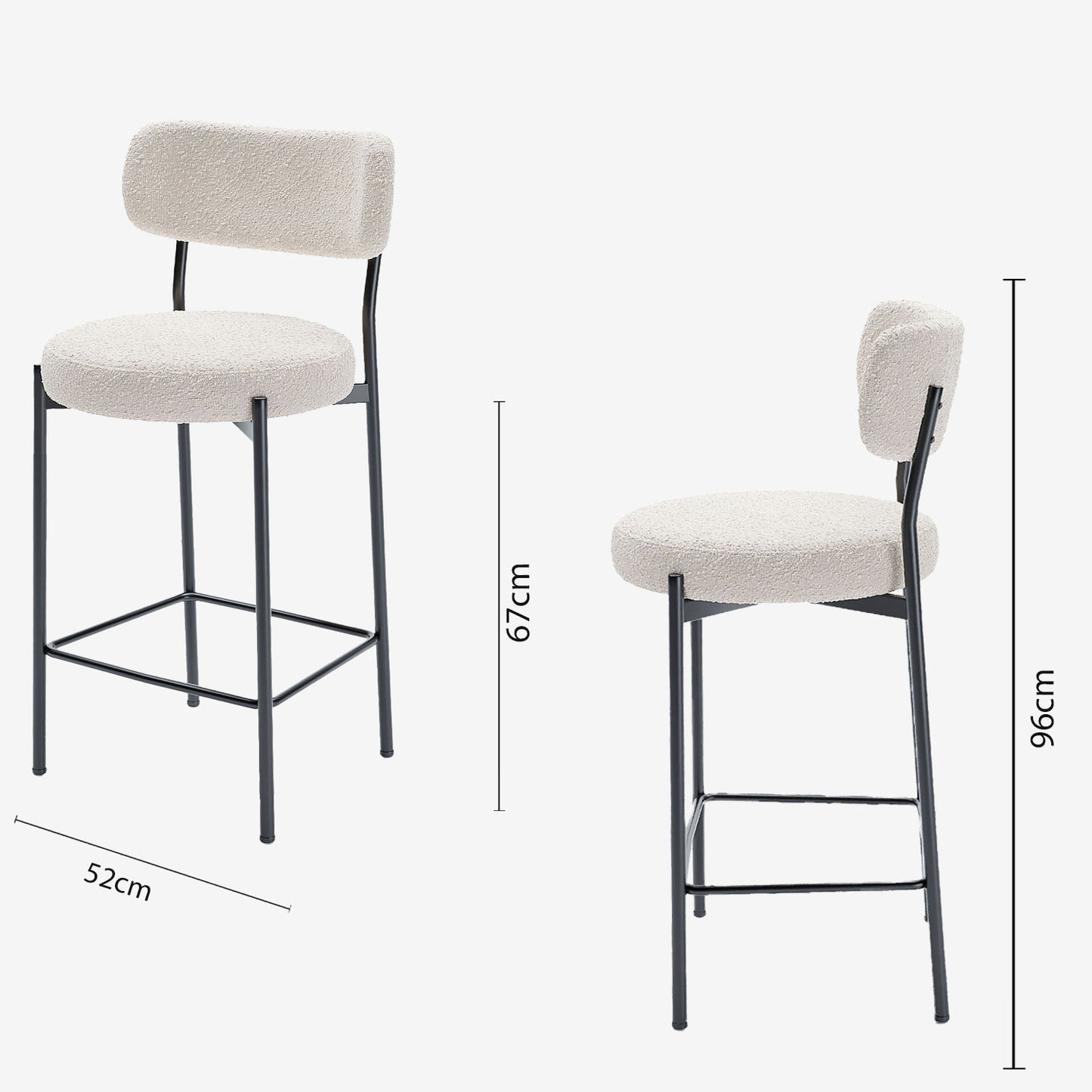 Lot de 2 fauteuils de bar bouclette blanche Lili Potiron Paris