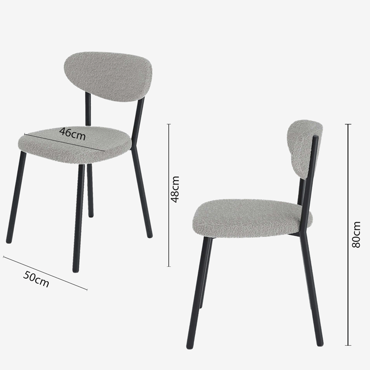 Chaise design salle à manger en tissu bouclette grise de style rétro - Potiron Paris, la décoration intérieur moderne haute en couleurs