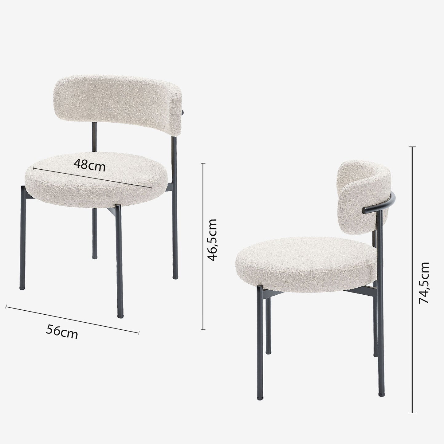 Lot de 2 chaises de table bouclette blanche Scarlett Potiron Paris