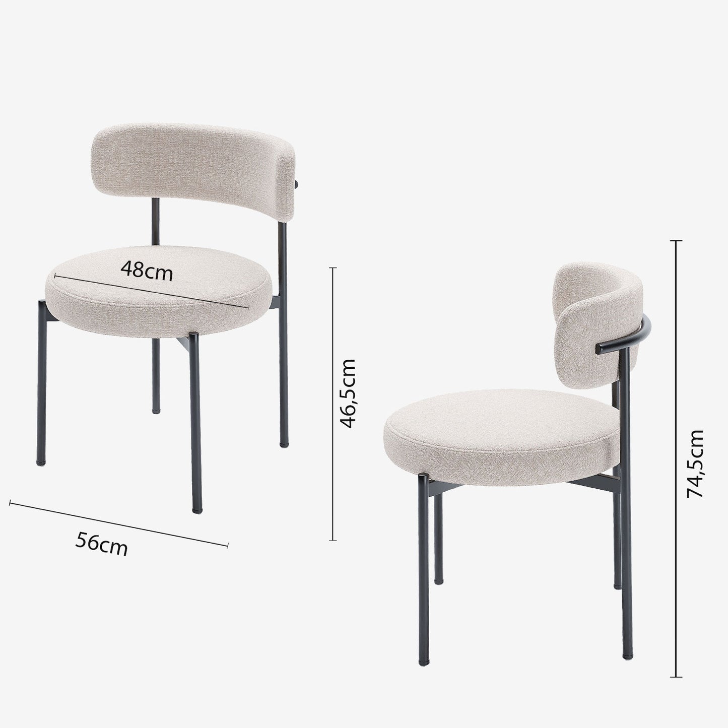 Lot de 2 chaises de table velours crème Scarlett Potiron Paris