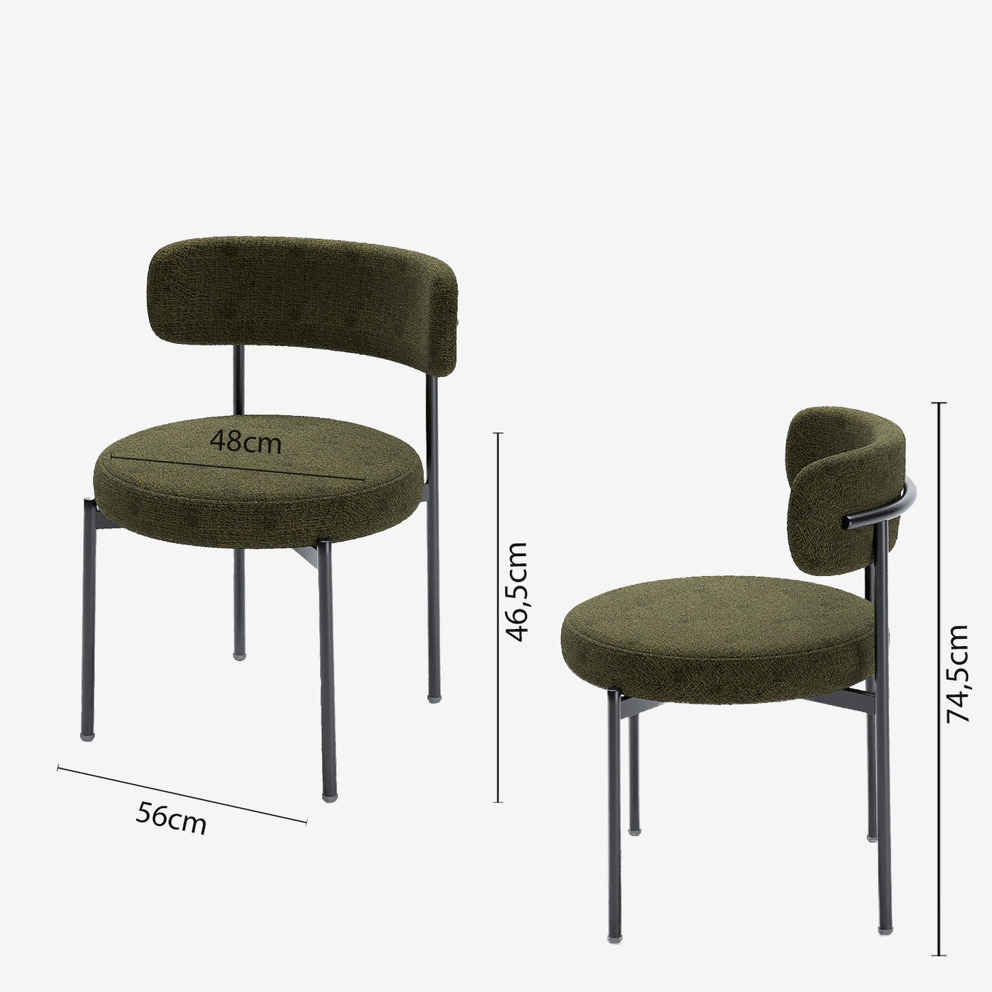 Lot de 2 chaises de table velours vert Scarlett Potiron Paris