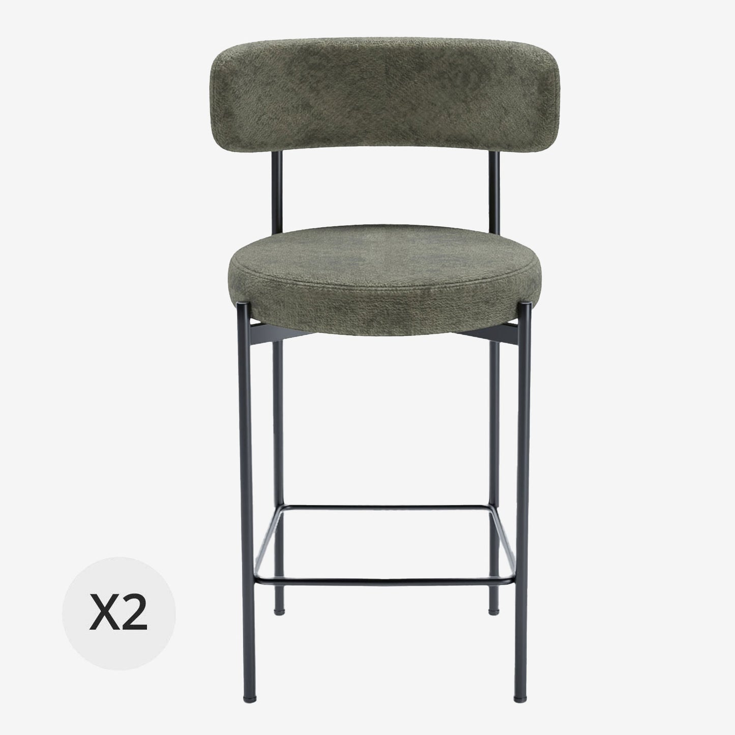 Lot de 2 tabourets de bar velours vert Agathe Potiron Paris