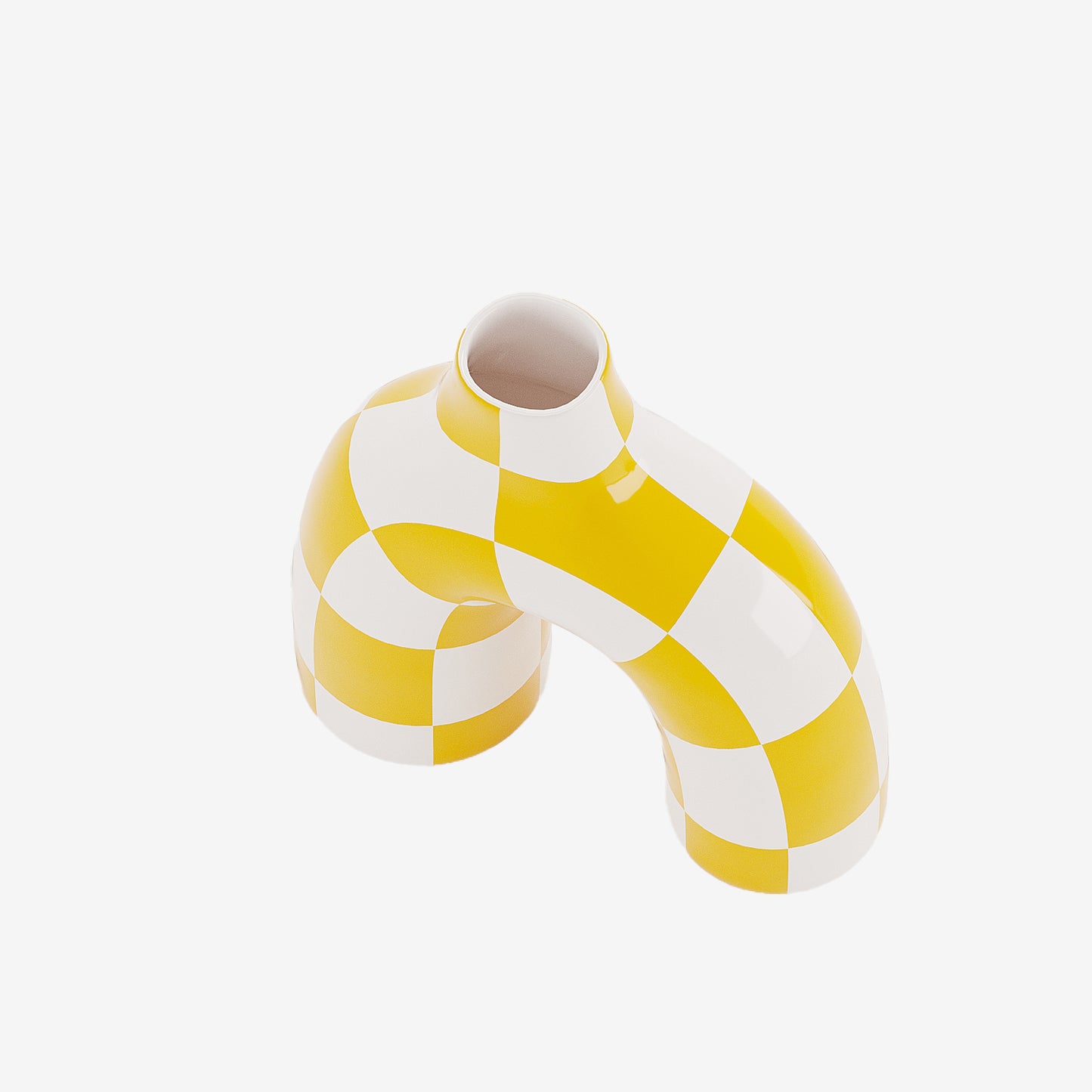 Phoenix - Vase art moderne à damier jaune