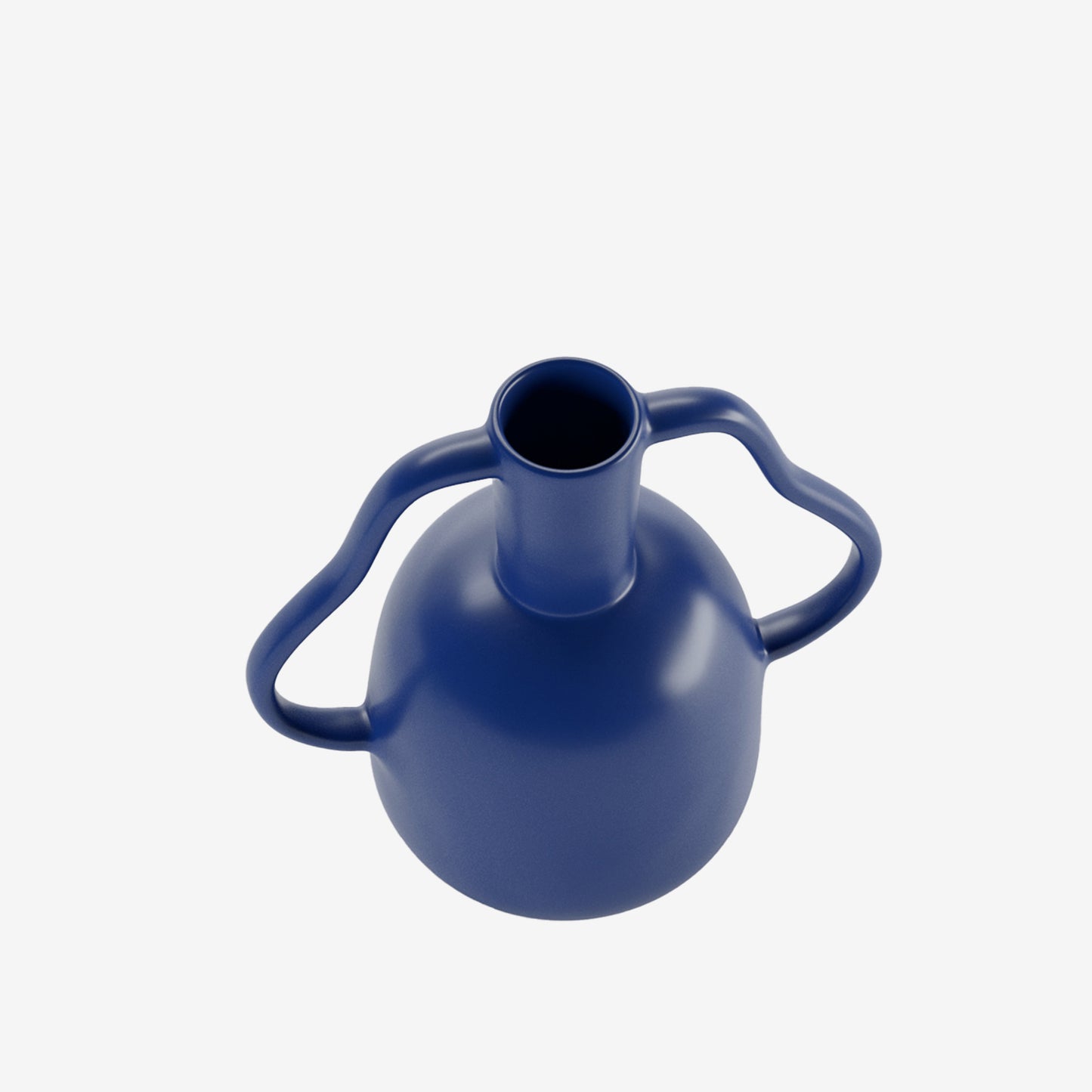 Rio - Vase à poignées ondulées en céramique bleue