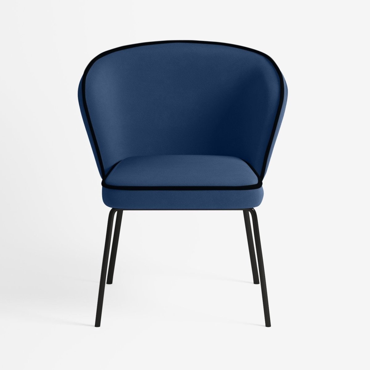 Chaise Gaya à liseré en velours – Bleu Nuit Potiron Paris