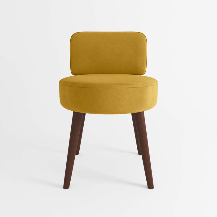 Petit fauteuil Gina en velours jaune moutarde Potiron Paris