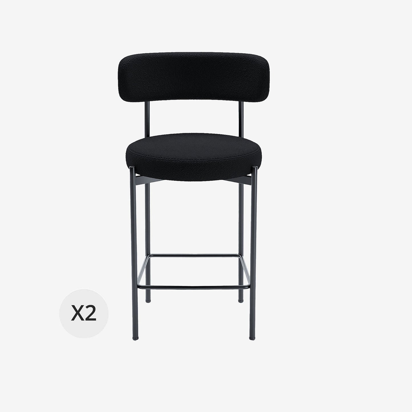Lot de 2 tabourets de bar bouclette gris anthracite Agathe Potiron Paris