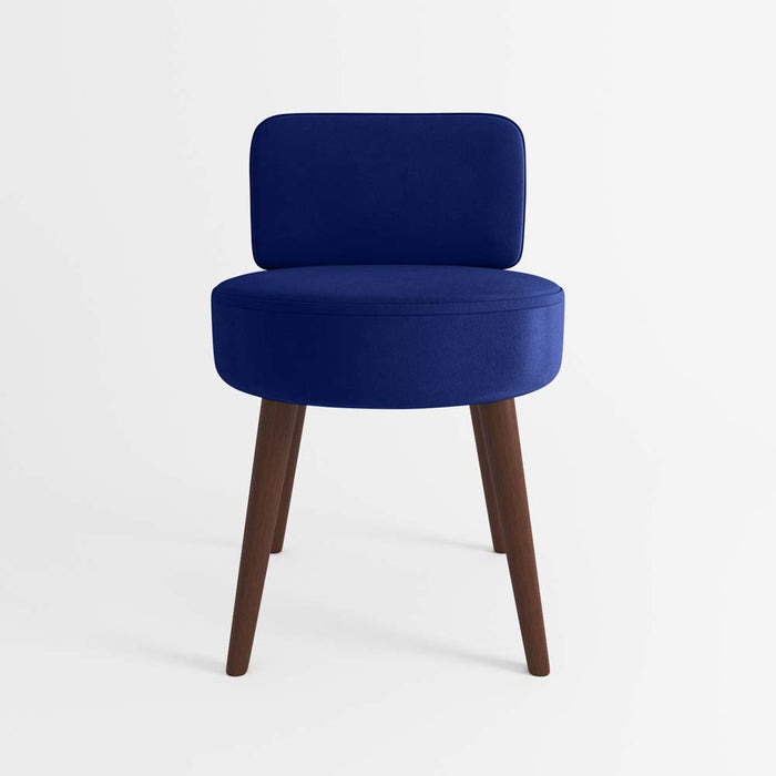 Petit fauteuil Gina en velours bleu nuit Potiron Paris