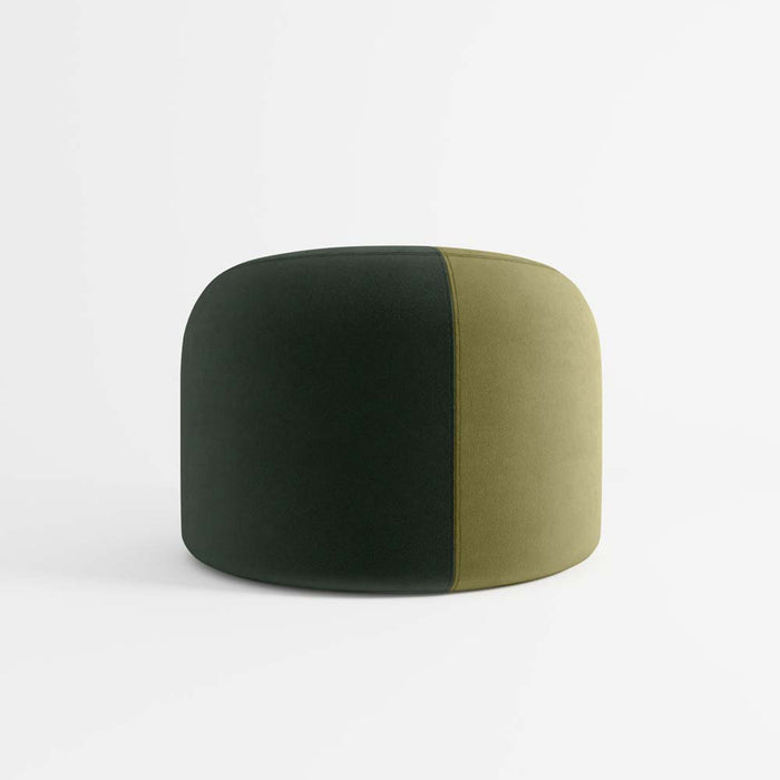 Pouf rond en velours bicolore vert Iris Potiron Paris
