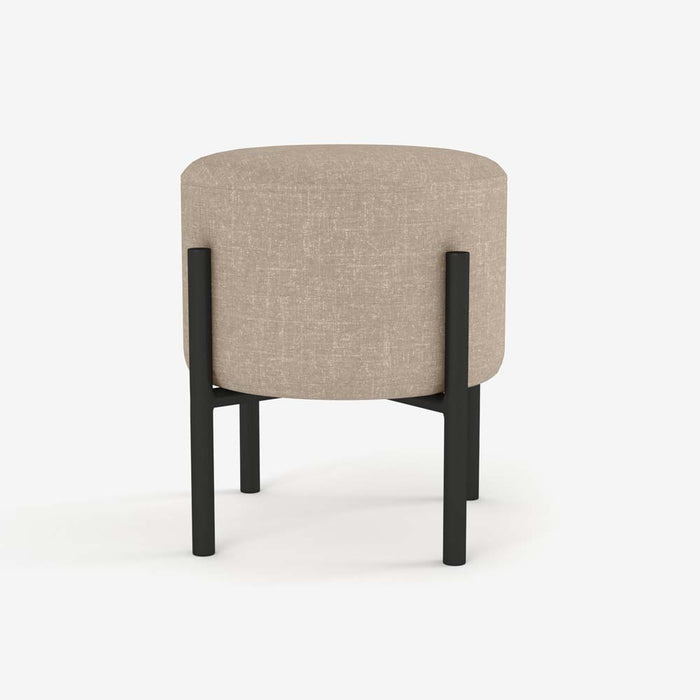 Pouf Tina en tissu beige, pieds en métal noir Potiron Paris