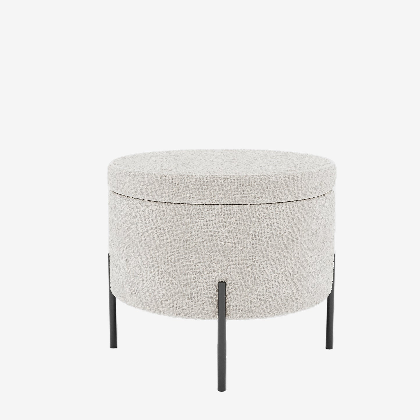 Angelo – Pouf coffre en tissu bouclette crème