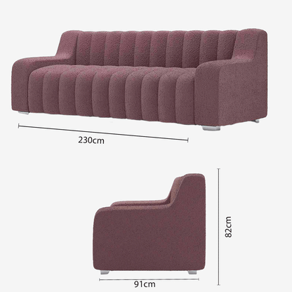 Grand canapé droit 3 ou 4 places pour salon moderne  en laine bouclée rose - Potiron Paris, la satisfaction des canapés design confortables au meilleur prix