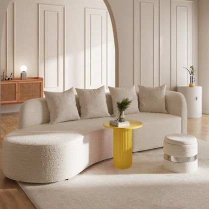 Grand canapé modulable 3-4 places design organique en tissu bouclé blanc- Potiron Paris, les canapés design de qualité pas chers
