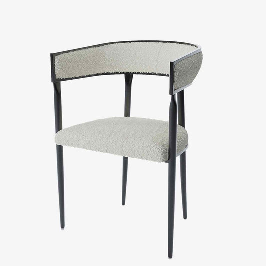 Chaise de salle à manger design dossier arrondi bouclette blanche - Potiron Paris, la satisfaction des chaises de table design confortables au meilleur prix