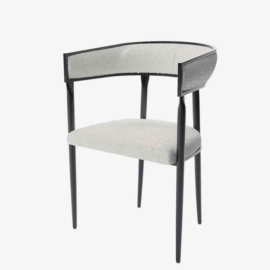 Chaise de salle à manger design dossier arrondi bouclette gris crème - Potiron Paris, la satisfaction des chaises de table design confortables au meilleur prix