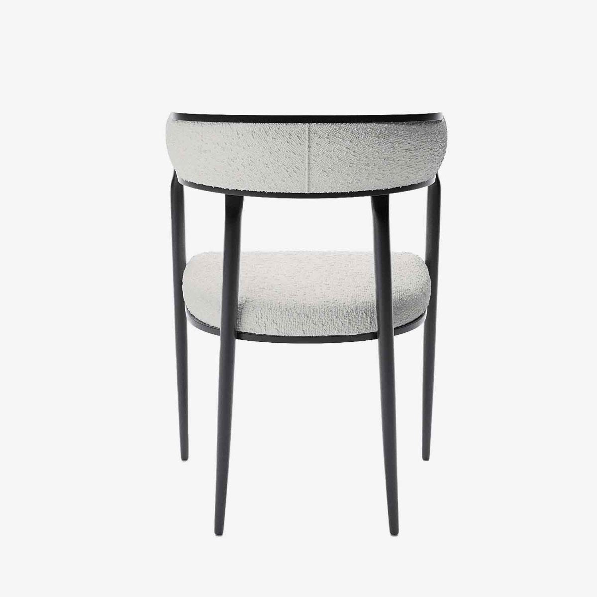 Chaise  design contemporain dossier arrondi bouclette gris crème - Potiron Paris, la satisfaction des chaises de table design confortables au meilleur prix