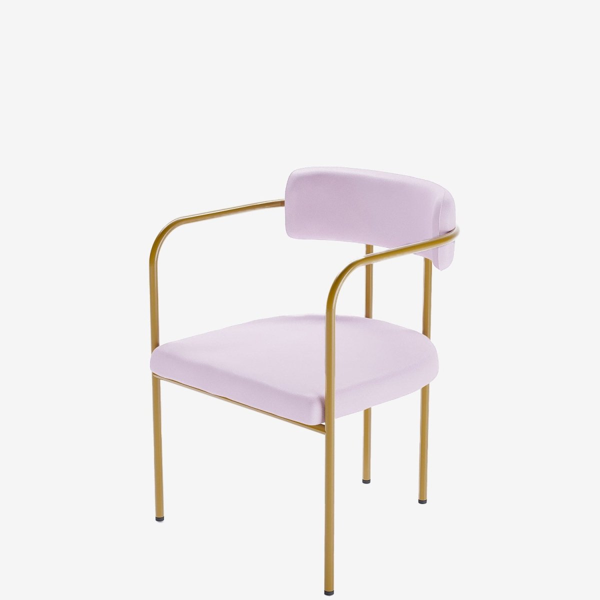 Chaise de salle à manger tapissée avec accoudoirs velours rose clair - Potiron Paris, la décoration intérieur moderne haute en couleurs
