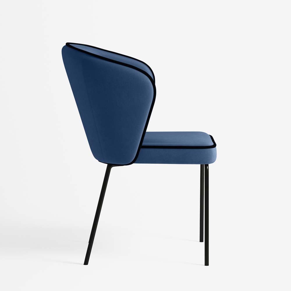 Chaise Gaya à liseré en velours – Bleu Nuit - Potiron Paris