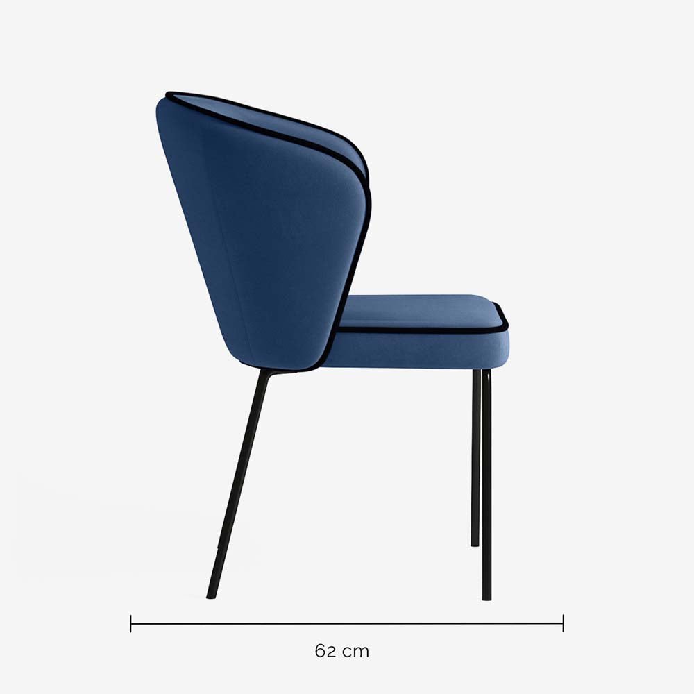 Chaise Gaya à liseré en velours – Bleu Nuit - Potiron Paris