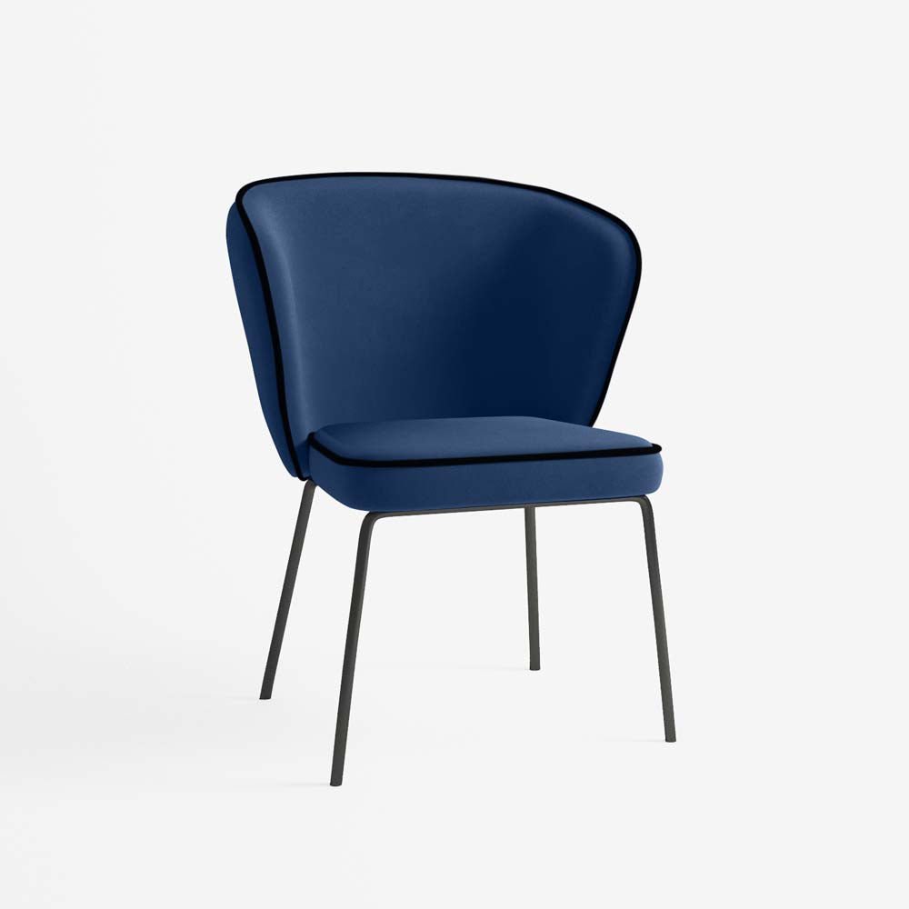 Chaise Gaya à liseré en velours – Bleu Nuit - Potiron Paris