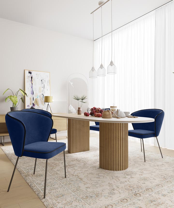 Chaise Gaya à liseré en velours – Bleu Nuit - Potiron Paris