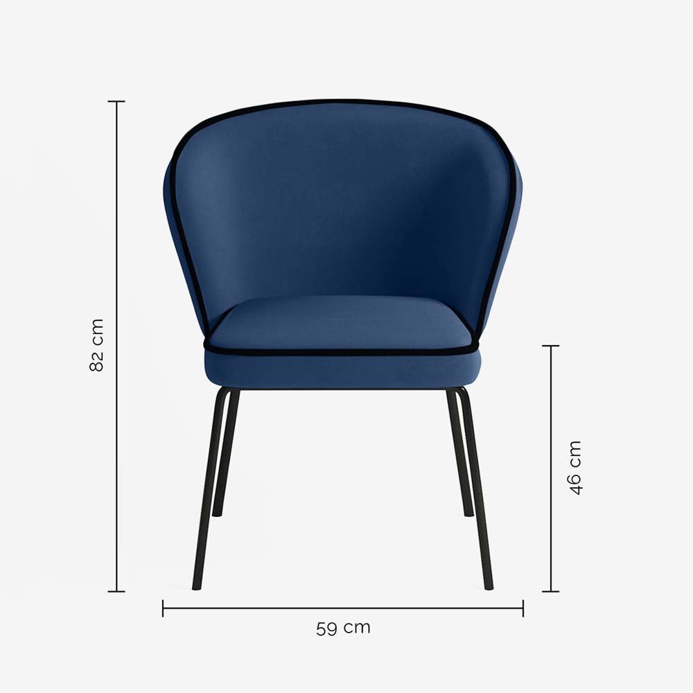 Chaise Gaya à liseré en velours – Bleu Nuit - Potiron Paris