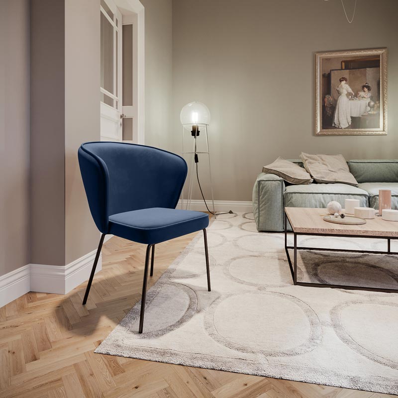 Chaise Gaya en velours – Bleu Nuit - Potiron Paris