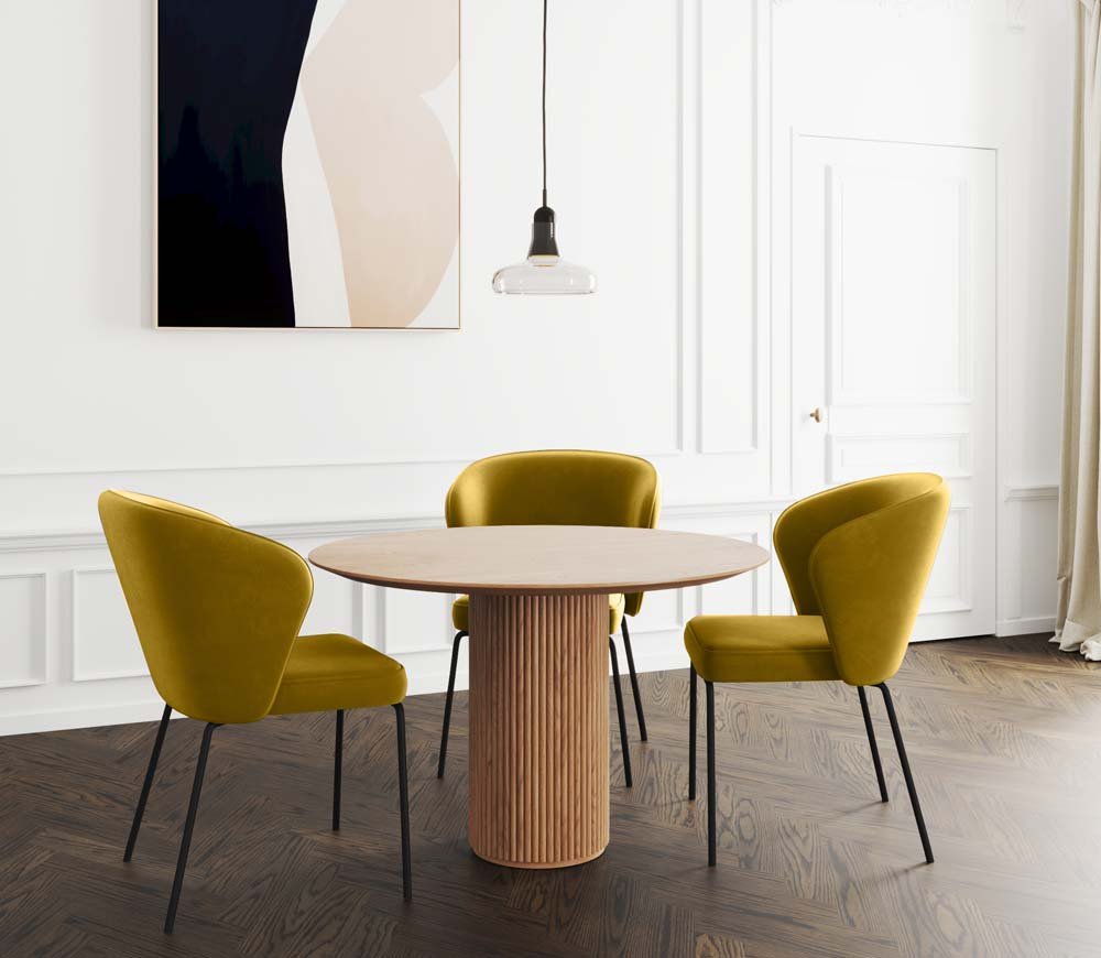 Chaise Gaya en velours – Jaune Moutarde - Potiron Paris