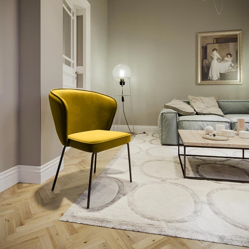 Chaise Gaya en velours – Jaune Moutarde - Potiron Paris