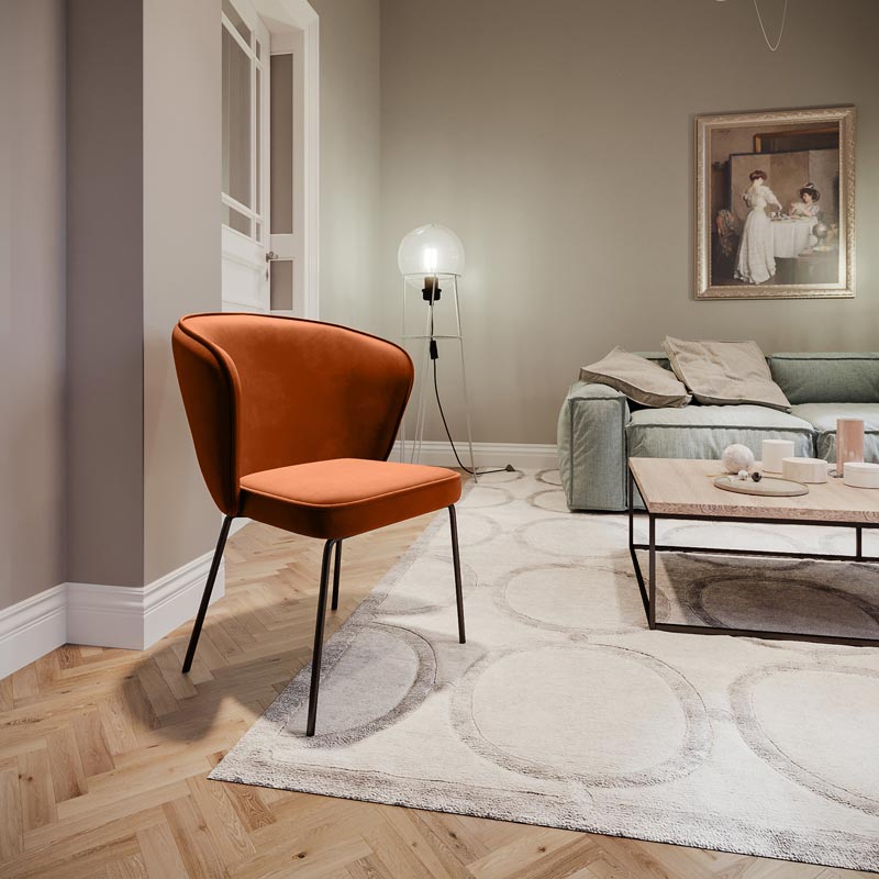 Chaise Gaya en velours – Ocre - Potiron Paris