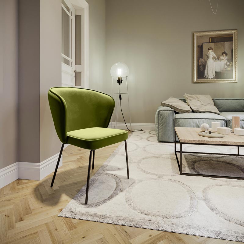 Chaise Gaya en velours – Vert Kaki - Potiron Paris