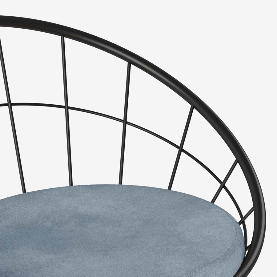 Chaise Joane métal et velours bleu perle - Potiron Paris