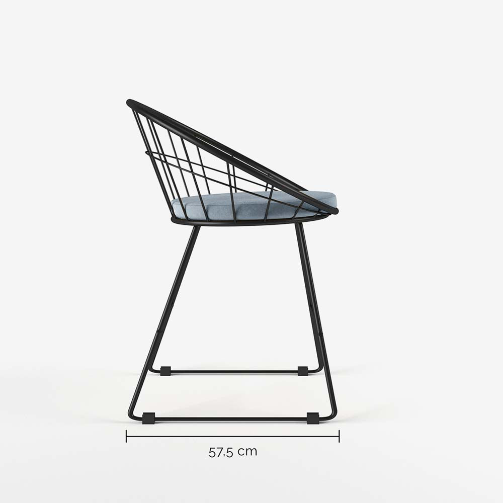 Chaise Joane métal et velours bleu perle - Potiron Paris