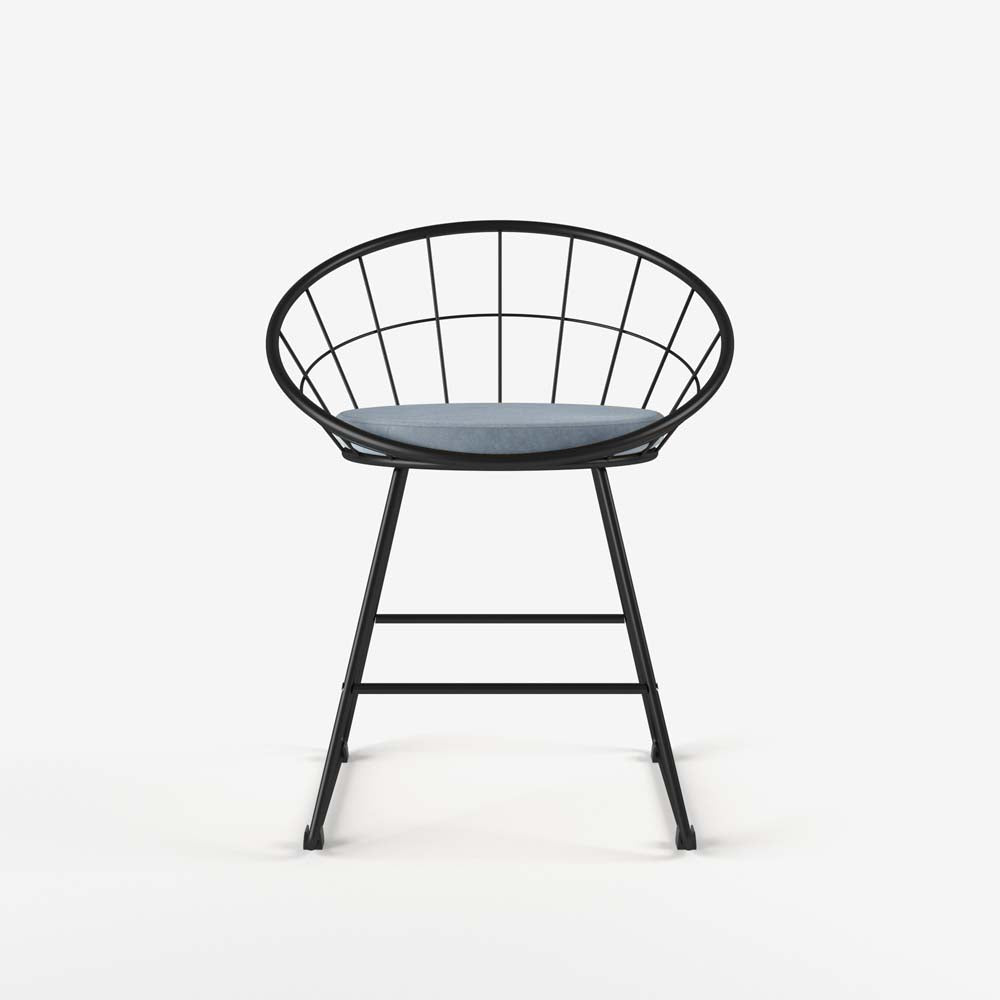 Chaise Joane métal et velours bleu perle - Potiron Paris