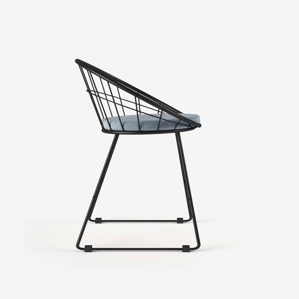 Chaise Joane métal et velours bleu perle - Potiron Paris
